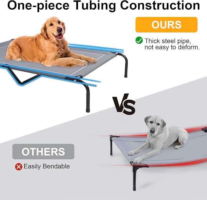 48'' Outdoor Elevated Dog Bed,Raised Dogs Bed,Dog Cot,Dog Cooling Bed-Large | Raised Dogs Bed Medium Large Size Dogs with Four Ice Pack, Cooling Dog Cot Beds, Outdoor Pet Hammock Beds, Outside Pet Beds