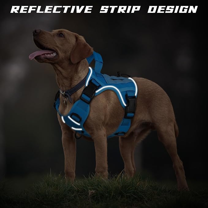 WINGOIN Blue Tactical Dog Harness for Small Dogs,No Pull Dog Harness | with Handle,Adjustable Reflective,Military K9 Style,Big Size Dog Vest,for German Shepherd,for Walking Training Hunting