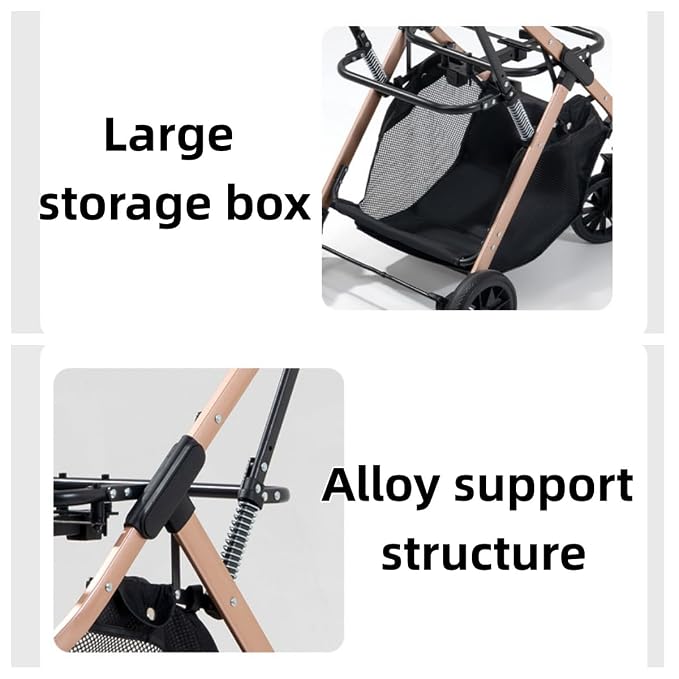 Lightweight Small Pet Stroller for Dogs & Cats, 50 Lbs Capacity Aluminum Alloy Puppy Stroller with Detachable Storage Basket