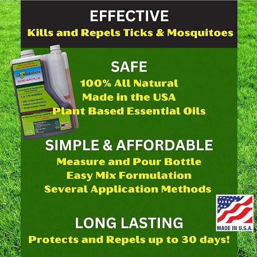 Mosquito & Tick Yard Spray, Natural Essential Oils, 8oz