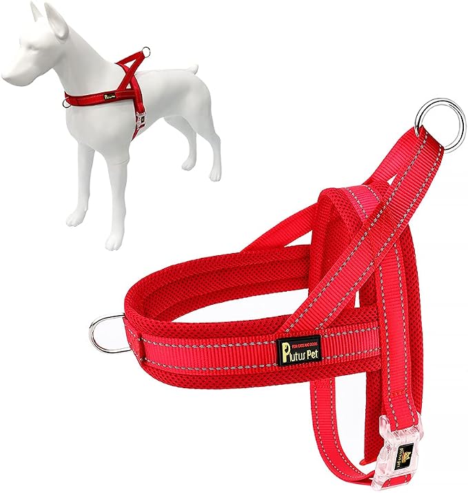 Plutus Pet No Pull Dog Harness for Small Dogs, Breathable Mesh Padded | Adjustable Reflective with Handle, Escape Proof, Quick Fit Pet Vest, Front Clip, for Training and Walking, Red, S