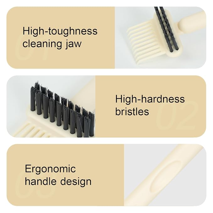 RHOS 2-in-1 Hair Brush Cleaner Tool, Comb Cleaner for Removing Hair and Dust, Ideal for Home, Salon Use (2 Pack - Beige)