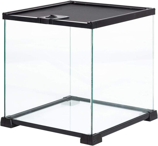 REPTIZOO Small Glass Tank 8 Gallon, Top Opening Terrarium 12" x 12" x 12" Leopard Gecko Tarantula Young Lizard Hermit Crab Frog Insects Breeding Tank