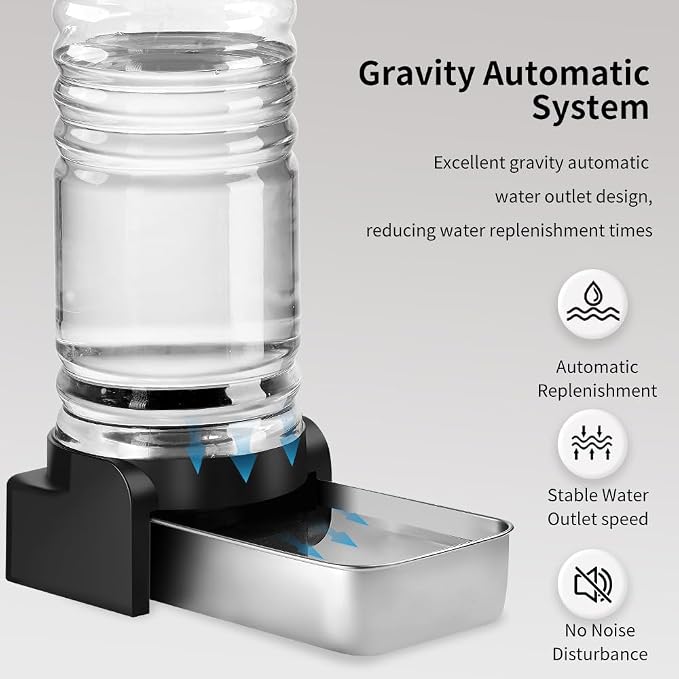 Marchul 1.5 Gallon Cat Water Dispenser, Automatic Gravity Dog Water Feeder, Stainless Steel Large Capacity Cat Waterer for Cats and Small Dogs (3 Filters)