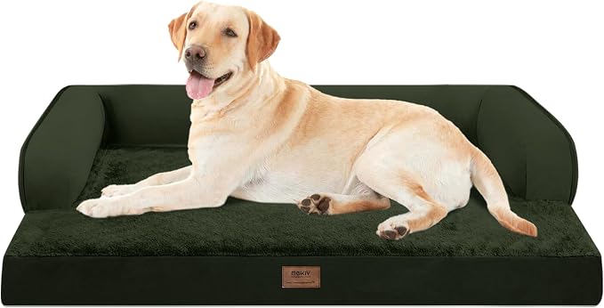 XXL Orthopedic Waterproof Dog Bed with Bolster for Extra Large Dogs | Pillow Support for Neck Relief, Egg Crate Foam, Waterproof Liner, Anti-Slip Bottom, Removable Bolster Cover, 45 x 35 Inch