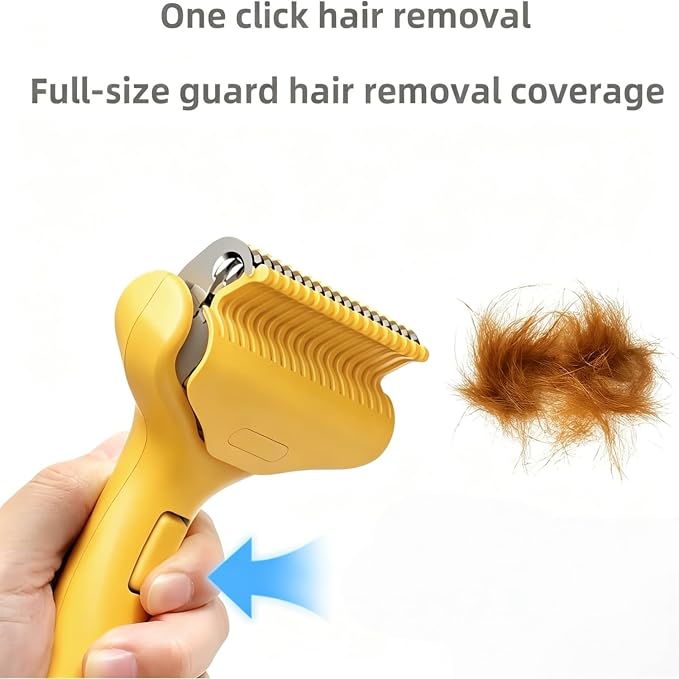 Undercoat Rake for long haired Cats & Small/Medium Dogs – Deshedding Brush & Dematting Comb for Double-Coated Pets with Long Hair, Matted Fur – Grooming Tool for Kitten, Puppy and Rabbit (yellow)