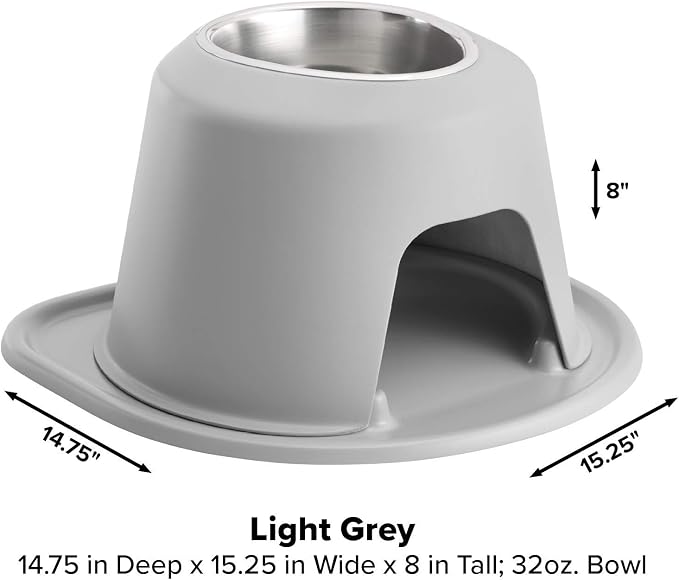 WeatherTech Single High Pet Feeding System - Raised Dog/Cat Bowl - 8" High Stand Light Grey (SH3208LGLG)