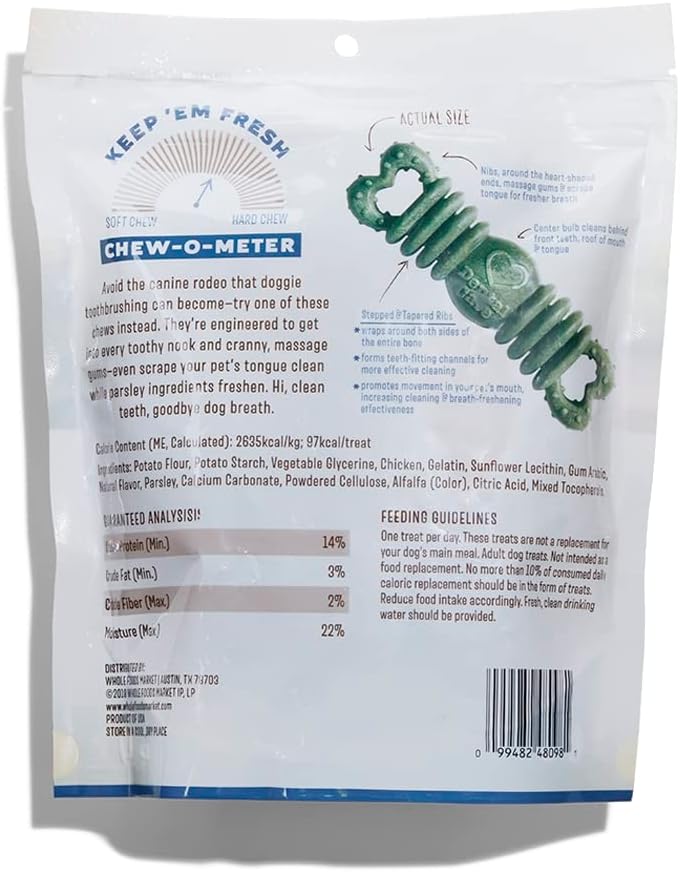 Whole Paws, Grain-Free Dog Dental Chews, Medium (For Dogs 21-50 lbs), 14 Ounce