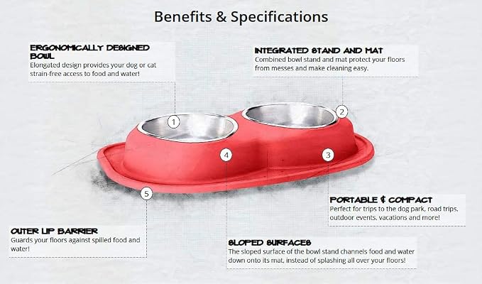 WeatherTech Double Low Pet Feeding System - Compact and Portable Dog/Cat Food and Water Station - 16 oz (2 Cups) Light Grey (DL1602LG)