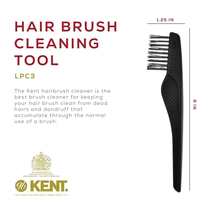 Kent Hair Brush Cleaning Tool and Hairbrush Cleaner Rake for Brush Hair Remover, for Removing Hairs and Dandruff from Brushes, Combs and Grooming Tools