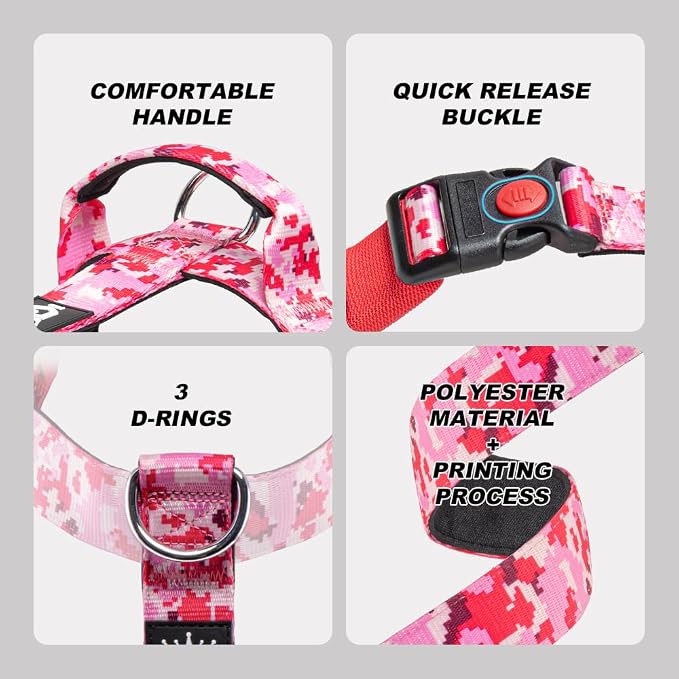 TSPRO Tactical Heavy Duty Dog Harness, Quick Release Buckle & Top Handle | Premium No Pull Dog Vest Harnesses, Adjustable, Soft Padded Lining, 1.5-Inch Wide for Medium & Large Dogs, Walking & Training