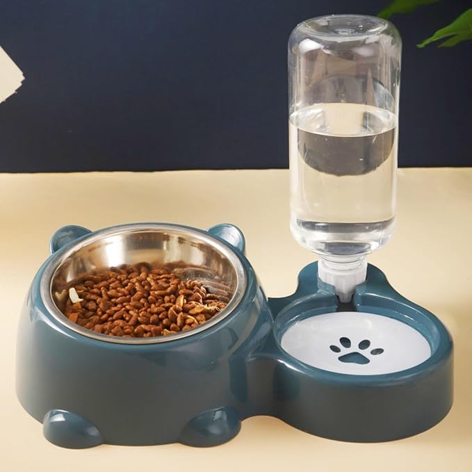 Elevated Removable Pet Feeders, Outdoor Cats Feeding Station, Purpose Food & Water Bowl Combo, Leak & Spill Resis-tant Stainless Steel Bowls, Easy Cleans Space Saving for Cats Dogs