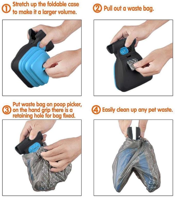 Dog Pooper Scooper, Portable Dog Poop Scooper with Waste Bags for Large & Small Dogs,Heavy Duty Dog Waste Cleaner,Dog Waste Pick Up,Easy to Use for Grass, Dirt, Gravel,Beige,M