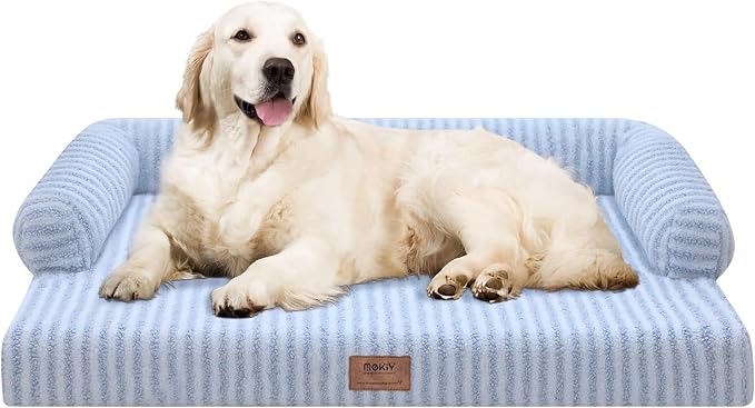 Orthopedic XL Dog Bed with Bolster for Extra Large Size Dogs | Pillow Support for Neck Relief, Egg Crate Foam, Skin-Friendly Surface, Waterproof Liner, Anti-Slip Bottom, 42 x 30 Inch