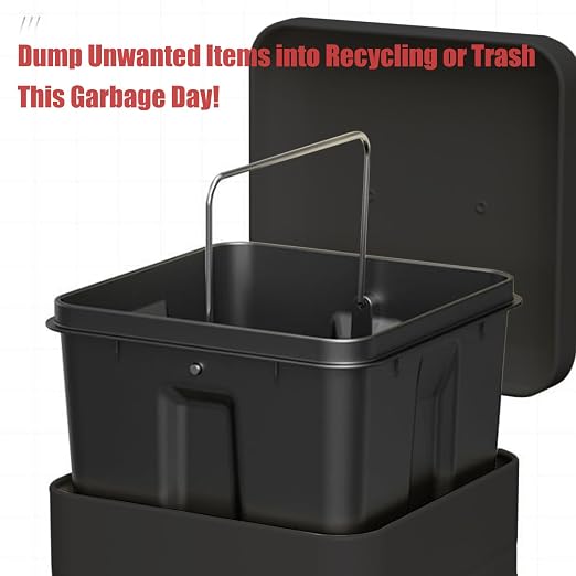 Metal Dog Poop Trash Can Outside - Small Outdoor Garbage Can with Pedal | Stainless Steel Dog Waste Container with Lid - Decorative Trash Bin (Faux Plant) - Hidden Trash Bucket - Black & Flower