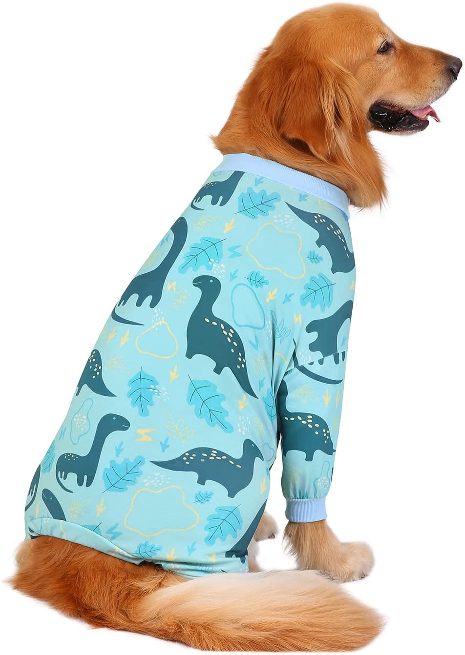 HDE Dog Pajamas One Piece Jammies Jumpsuit Pet Clothes Outfit Stretchy Lightweight Comfy Shirt Pjs for M-3XL Dogs Dinosaurs - XXL