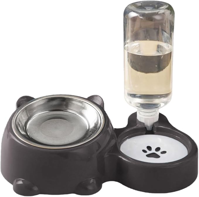 Elevated Removable Pet Feeders, Outdoor Cats Feeding Station, Purpose Food & Water Bowl Combo, Leak & Spill Resis-tant Stainless Steel Bowls, Easy Cleans Space Saving for Cats Dogs