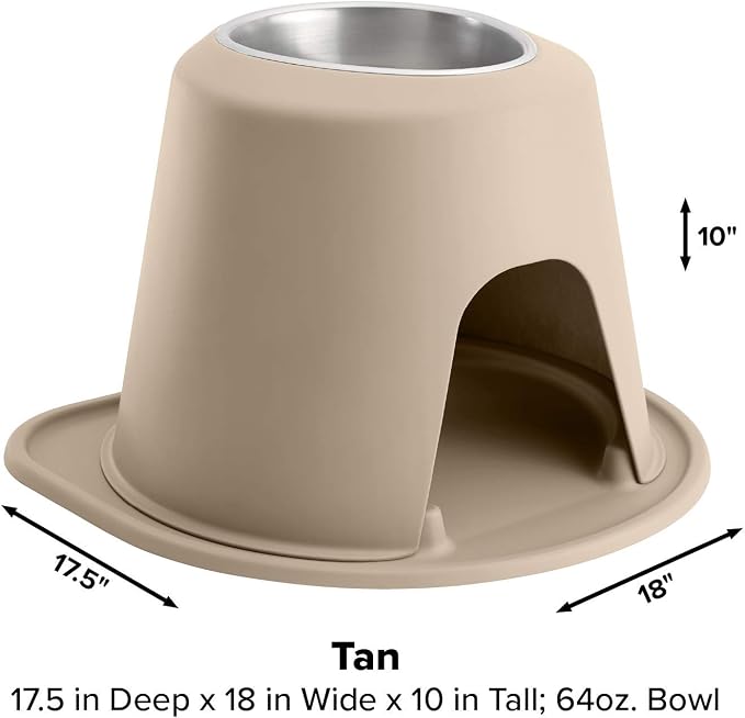 WeatherTech Single High Pet Feeding System - Raised Dog/Cat Bowl - 10" High Stand Tan (SH6410TNTN)