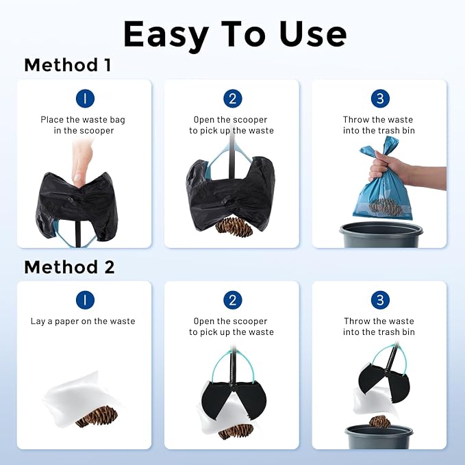 ZOMISIA 32" Pooper Scooper with Waste Bags - Poop Scooper for Large Dogs with Long Handle High Strength Material and Durable Spring for Yard, 30 Count Poop Bags
