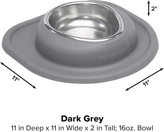 WeatherTech Single Low Pet Feeding System - Heavy-Duty Dog & Cat Food/Water Bowl - 16 oz (2 Cups) Dark Grey (SL1602DG)
