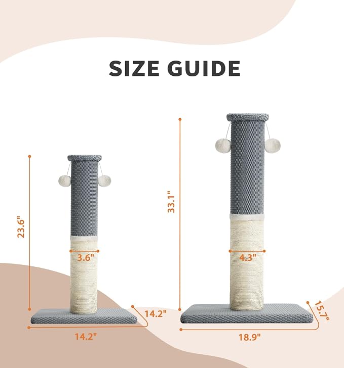 Made4Pets Cat Scratching Post with Sisal & Carpet for Indoor Cats, 23.6" | Cat Scratcher with Wide Stable Base, Interactive Hanging Toys, Ideal for Kittens, Small Cats and Everyday Indoor Play