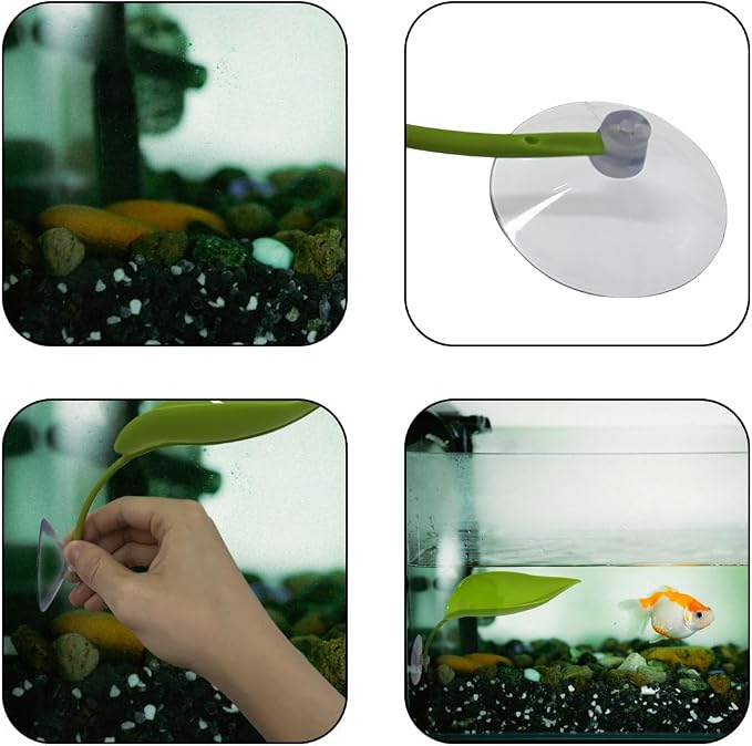 KVZVK 2Pcs Tree Frog Tank Leaf Decorations,Leaf Shape Basking Platform with Suction Cups for Leopard Gecko Tank Accessories for African Dwarf Frog