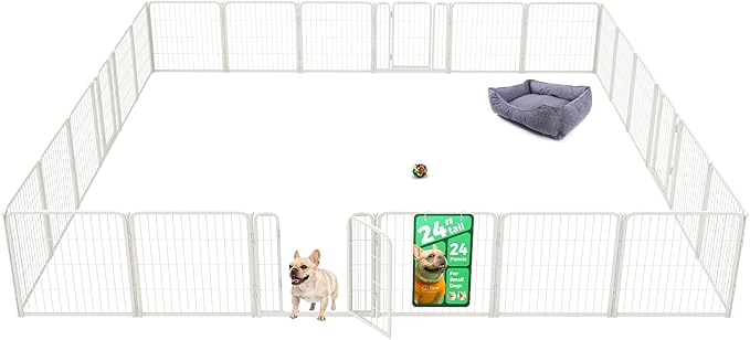 FXW Homeplus Unleashed Indoor Dog Playpen - Stress-Free and Safe Play, Heavy Duty 24 Inch 24 Panels Dog Pen for Puppy and Small Dogs, White│Patented