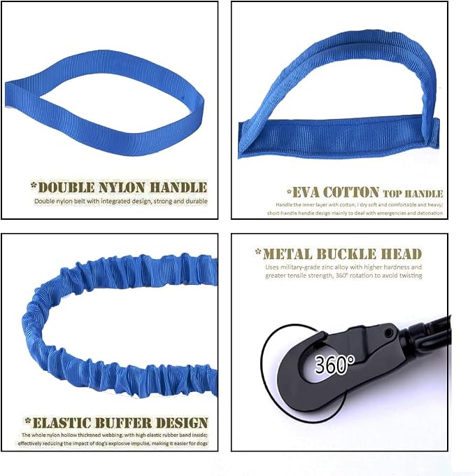 Tactical Dog Collar and Leash Set for Large Dogs with Handle,Dark Blue,L | 1000D Heavy-Duty Nylon Fabric,Quick-Release Metal Buckle,Adjustable Fit,Soft-Padded Webbing,D-Ring,for Training & Hiking