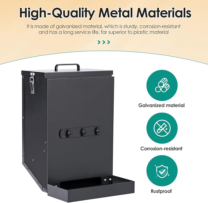 Hanging Cage Automatic Dog Feeder Large Breed,12L Dog Food Dispenser | Auto Dog Feeder with Large Feeding Mouth Kennel Kennel-Gravity Pet Cage Feeder Galvanized Steel for Dog Rabbit,Chicken,Pet