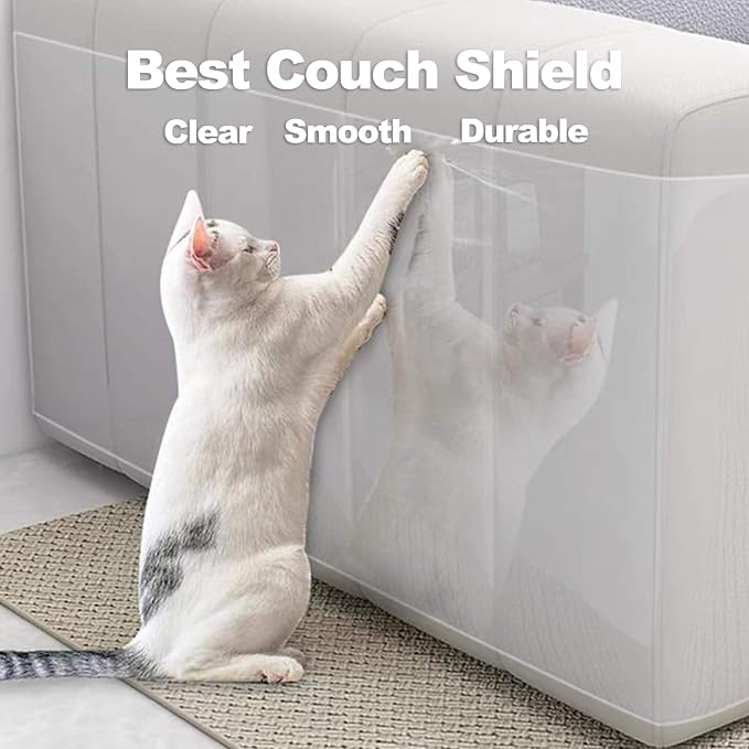 Anti Cat Scratch Furniture Protector Tape Damage-Free Couch Guard, 118"x8" | clear,strong adhesive,flexible,easy to apply,easy to remove,pins-free,residue-free,long-term use,massive coverage,non-toxic