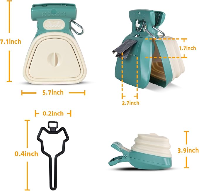 Large Pooper Scooper, Portable and Handheld Size for Walking Large and Small Dogs Outside Yard or Travel Outdoors, Pup Poop Scoop with Container and 30pcs Pet Waste Bag Attachment