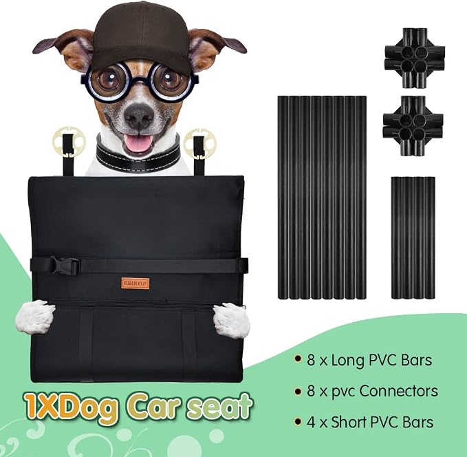 Dog Car Seat Puppy Portable Pet Booster Car Seat with Clip-On Safety Leash and Stable Fram, Anti-Collapse,Perfect for Small Pets
