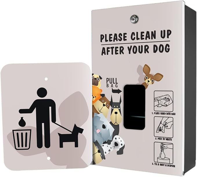 ZERO WASTE USA - Aluminum Dog Waste Station - Peek A Pup | Matte Black | DISPENSE-ART™ UV printed aluminum station with MittN™ mitten bags, 25% more dispenser storage, commercial outdoor design