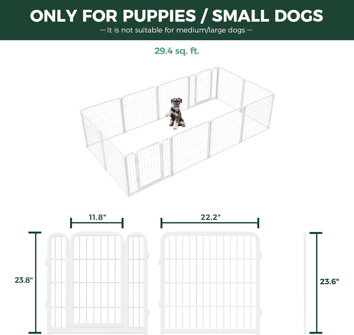 FXW Homeplus Unleashed Indoor Dog Playpen - Stress-Free and Safe Play, Heavy Duty 24 Inch 12 Wire Panels Dog Pen for Puppy and Small Dogs, White│Patented