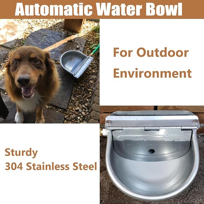 Stainless Steel Livestock Water Bowl with Float Valve Tank,Automatic Farm Water Bowl for Horse, Cow, Goat, Sheep, Dog Drinking Waterer