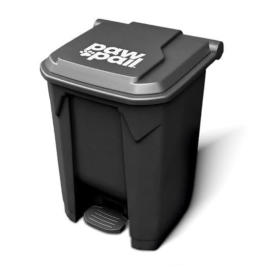 PawPail Essential Pet Waste Station, Outdoor Dog Poop Trash Can with Step-On Lid, Square Plastic Dog Waste Station, Black, 41 lb. Capacity
