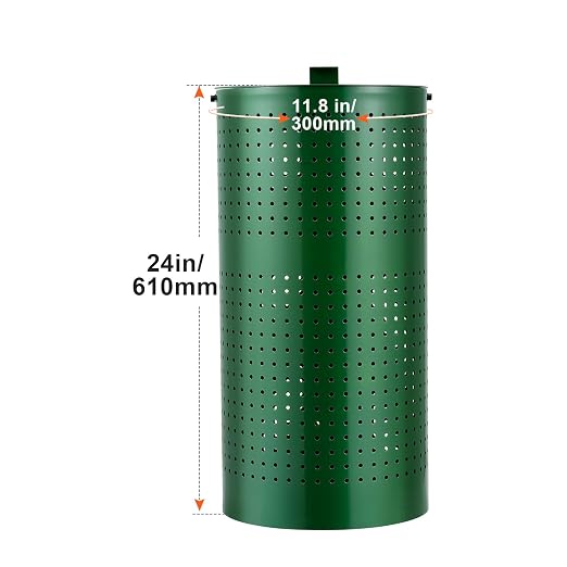 Happybuy Outdoor Dog Waste Bin with 50 Liner Bags, 11.5 Gallons, Lid & Liner Clip for Pet Waste Station, Dog Poop Trash Can for Garden Backyard Park