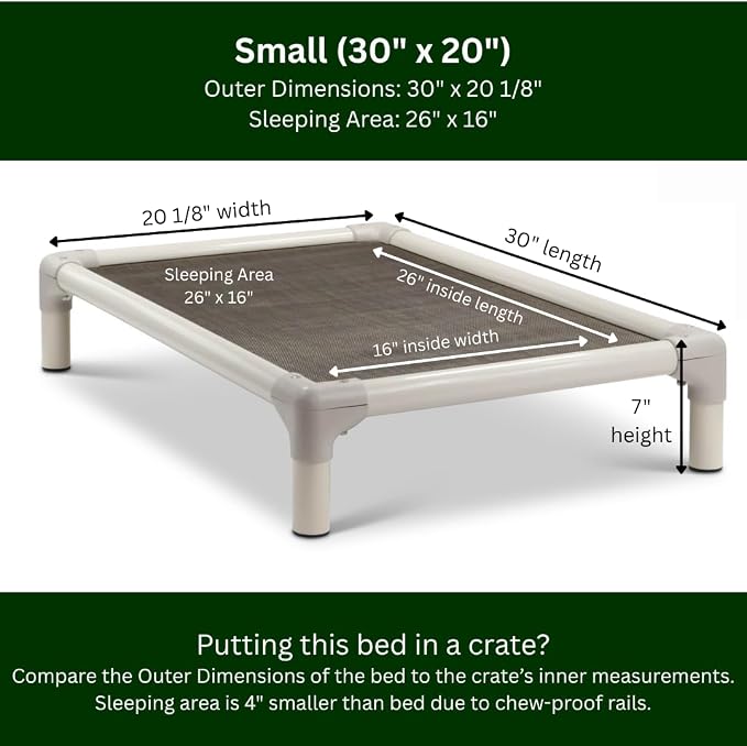 Kuranda Chewproof Elevated Dog Bed – 30" x 20" - Sunsure Textilene - Sierra