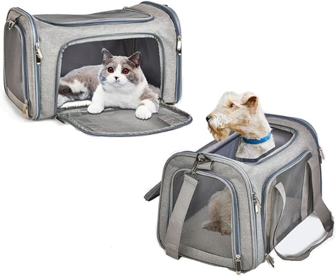 Airline Approved Cat Carriers Dog Carriers Soft-Sided Pet Travel Breathable | Large Size,Airline Approved,For Puppies/Kittens/Rabbits, 5-Sided Breathable Mesh, Self-Locking Zippers, For Cats and Dogs