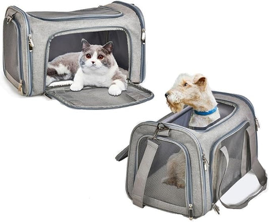 Airline Approved Cat Carriers Dog Carriers Soft-Sided Pet Travel Breathable | Large Size,Airline Approved,For Puppies/Kittens/Rabbits, 5-Sided Breathable Mesh, Self-Locking Zippers, For Cats and Dogs