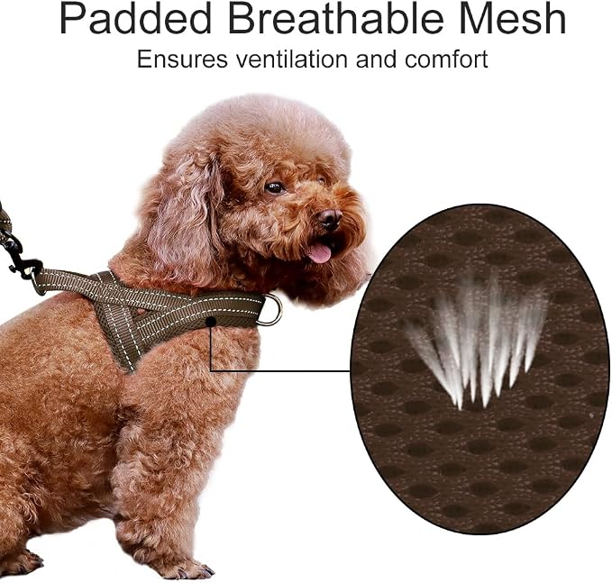 Plutus Pet No Pull Dog Harness for Large Dogs, Breathable Mesh Padded | Adjustable Reflective with Handle, Escape Proof, Quick Fit Pet Vest, Front Clip, for Training and Walking, Chocolate, L