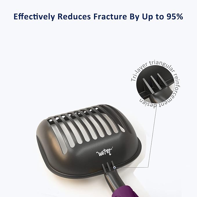 Cat Litter Scoop, Non-Stick Plated Aluminum Alloy Sifter, Kitty Durable Metal Scooper, Deep Shovel, Long Handle, Kitten Pooper Lifter, Size Large, Coated Black Body with Violet Handle