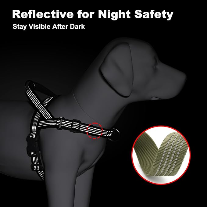 No Pull Dog Harness with Handle, Adjustable Soft Mesh Padded Vest | Reflective Walking Harness with Front Clip for Small Medium Large Dogs, Quick Fit No Escape for Training, Ranger Green, XS