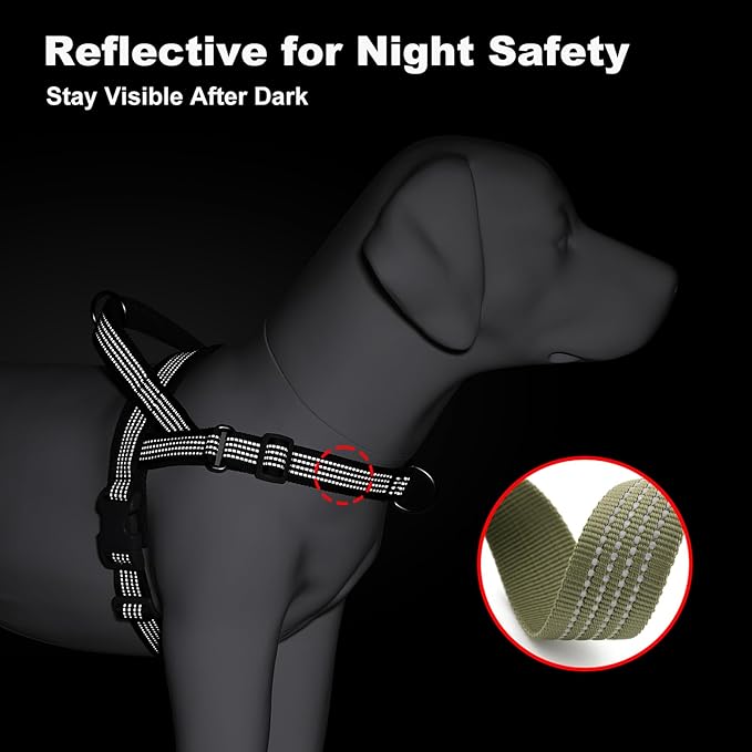 No Pull Dog Harness with Handle, Adjustable Soft Mesh Padded Vest | Reflective Walking Harness with Front Clip for Small Medium Large Dogs, Quick Fit No Escape for Training, Ranger Green, S