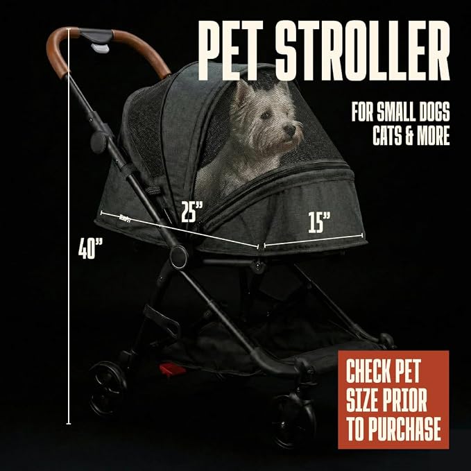 Pet Stroller for Small & Medium Dogs & Cats Lightweight Foldable Travel Stroller with Smooth 4-Wheel Ride, Breathable Mesh, Storage Basket & Aluminum Frame Comfortable & Easy to Maneuver
