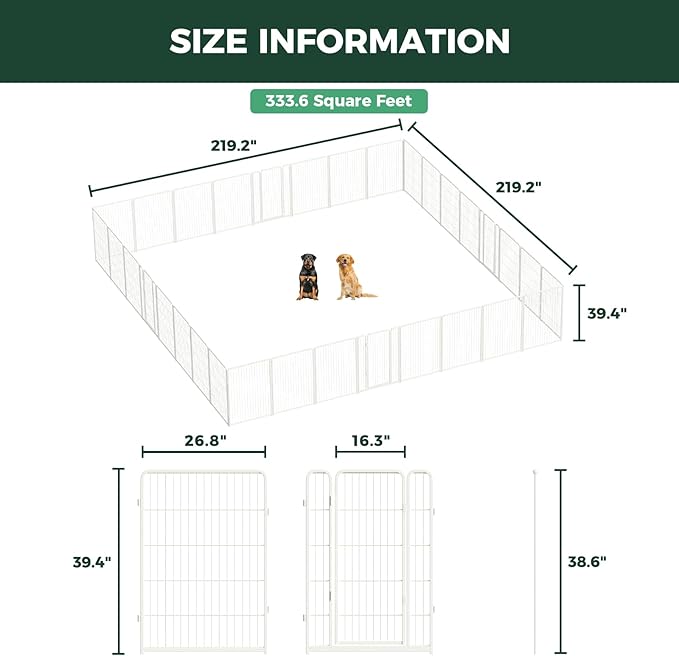 FXW Homeplus Unleashed Indoor Dog Playpen - Stress-Free and Safe Play, Heavy Duty 40 Inch 32 Panels Dog Pen for Medium and Large Dogs, White│Patented