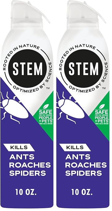 Stem Kills Ants, Roaches and Spiders: Plant-Based Active Ingredient Bug Spray, Botanical Insecticide for Indoor and Outdoor Use; 10 fl oz (Pack of 2)