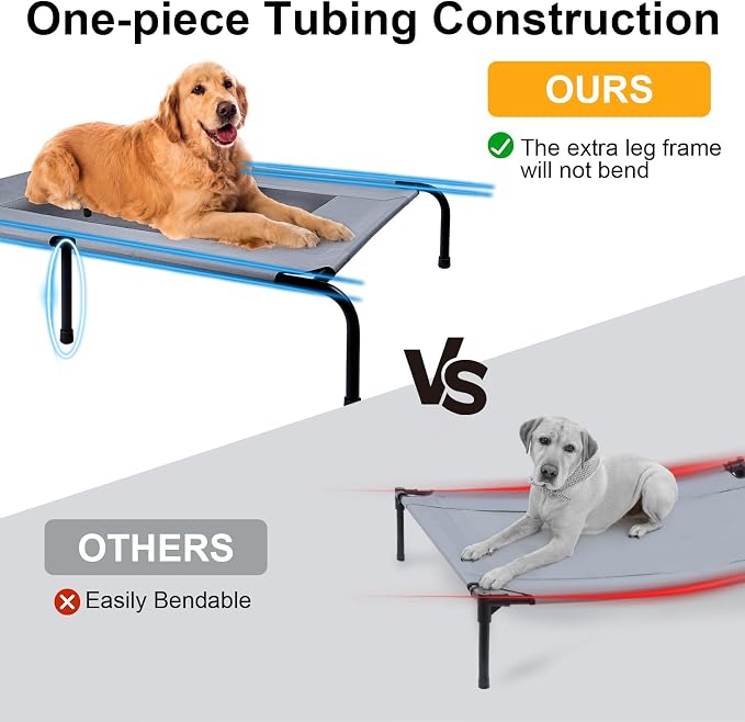 Outdoor Dog Elevated Bed with Plush Mat, Raised Dog Beds,Pet Cot Hammock(L) | Durable Washable Raised Dog Bed, Indestructible Elevated Cooling Dog Beds,Durable Dog Cot Bed, Lifted Outside Dog Hammock Bed
