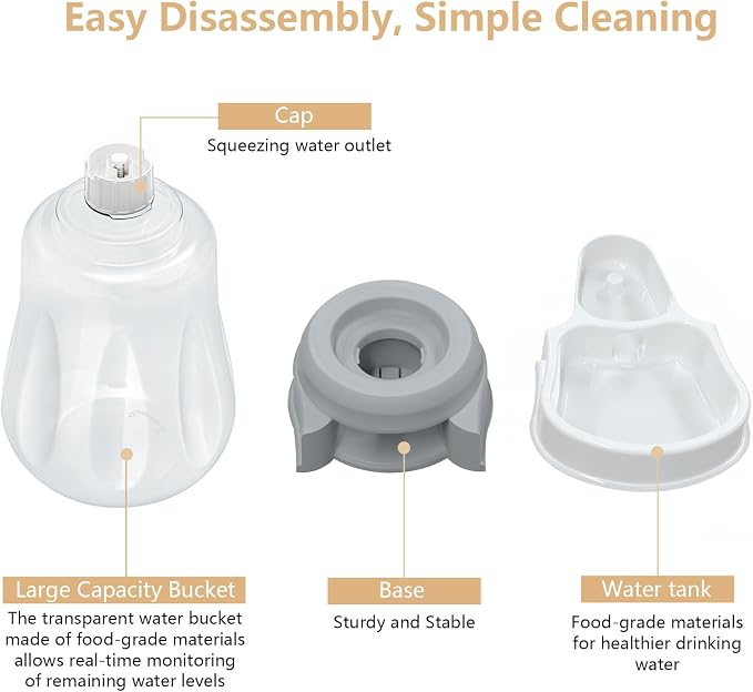 STALTWO 1.6 Gallon Automatic Gravity Dog Water Dispenser, BPA-Free, Grey | Large Capacity Gravity Pet Water Bowl for Multiple Pets, BPA-Free Cat Water Feeder for Large Cats/Dogs, Refill Less Often
