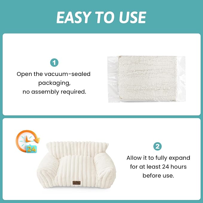 COZY KISS Cute Cat Couch, Fluffy Sofa Bed for Cats and Small Dogs, Premium Faux Rabbit Fur Cats beds for Indoor Cat, Ultra-Soft Supportive Pet Couch Furniture (Cream, S: 25.5''x17.5'')
